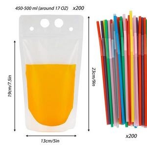 17oz Drink Pouches With Straw