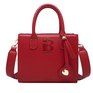 Red Pu Leather married messenger bag For women
