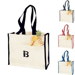 Canvas Tote Bag With Color Handles