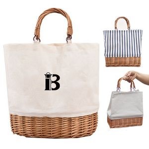 Willow & Canvas Tote Bag Handbag Basket