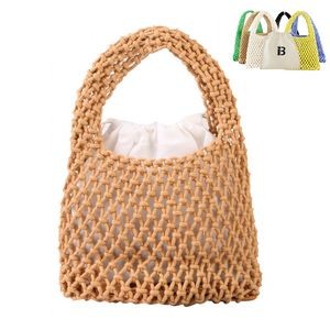 Hand-woven Shoulder Drawstring Summer Beach Bag