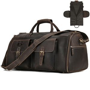 Genuine Leather Hanging Suitcase Suit Business Duffle Bag