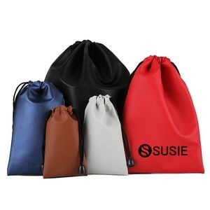 Faux Leather Drawstring Pouch