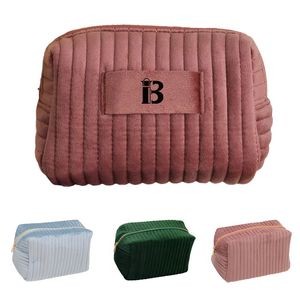 Velvet Travel Toiletry Quilted Makeup Organizer Cosmetic Bag