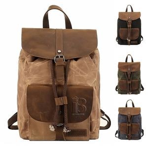 Vintage Waterproof Backpack Daypack Made of Canvas Leather