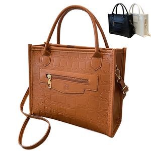 PU Leather Tote Bag Pure Color Vintage Simple For Women