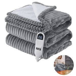 Soft Ribbed Flannel Heated Blanket