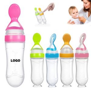 Baby Food Feeder Bottle Silicone Squeeze Feeding Spoons