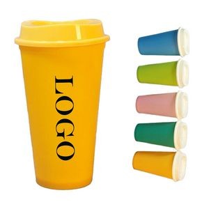 16Oz Cold Color Changing Plastic Coffee Cup With Lid