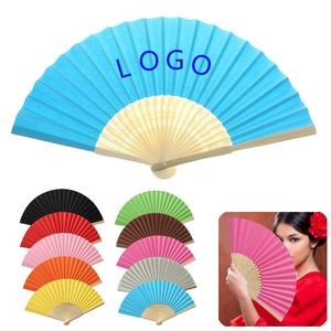 Chinese Style Silk Folding Bamboo Fan