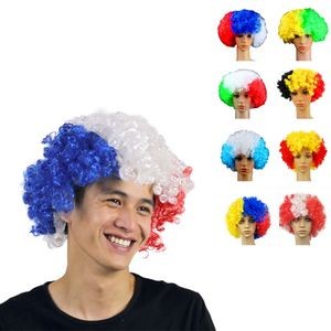 Patriotic Flag Afro Wigs Crazy Sports Fan Wig