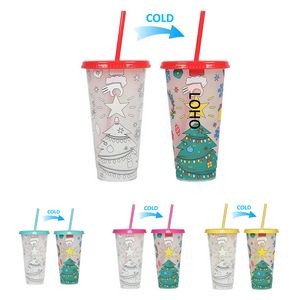 Color Changing Reusable Plastic Cups With Lids And Straw