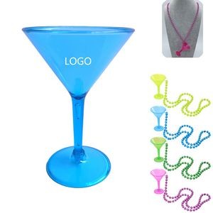Fashion Plastic Goblet Shot Glass With Bead Necklace