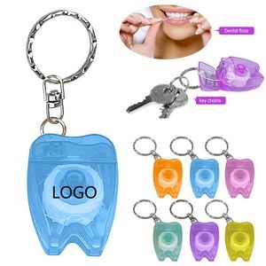 Waxed Tooth Shape Dental Floss Key Chain