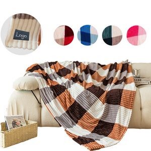 Flannel Throw Plaid Blanket With Strip