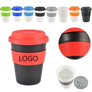 12 Oz Pp Coffee Cups With A Silicone Sleeve And Lid