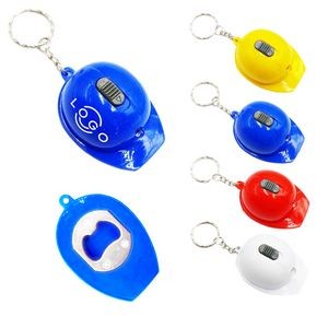 Mini Safety Cap Shape Bottle Opener Keychain With Flashlight