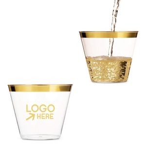 Premium Gold Rimmed Clear Plastic Disposable Party Cups