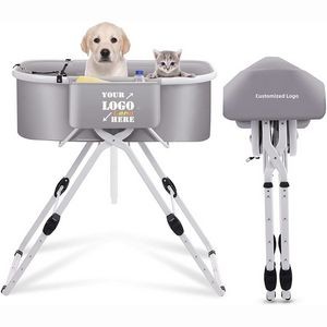 Dog Bath Tub and Wash Station for Bathing Shower and Grooming, Elevated Foldable and Portable