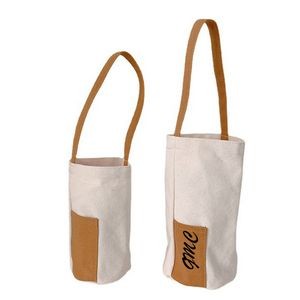 Canvas Water Bottle Carrier With A Straw Holder