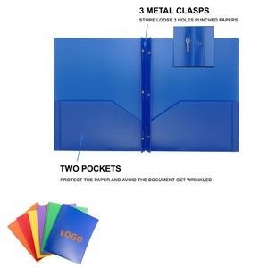 Poly Two-Pocket Folder With Three-Hole Punch Prong Fasteners