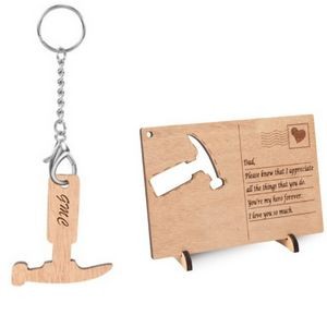 Wooden Postcard Keychain Set