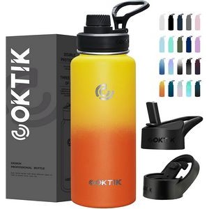 32oz Sports Water Bottle With Straw,3 Lids, Stainless Steel Vacuum Insulated Water Bottles