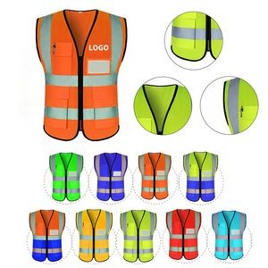 High-Visibility Reflective Safety Vest with Pockets