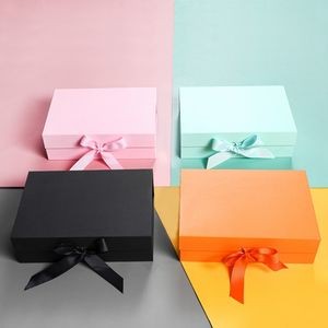 Flip-Top Folding Gift Boxes with Ribbon