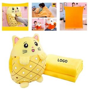 Adorable 3 in 1 Kids Stuffed Animal Travel Blanket and Pillow Set