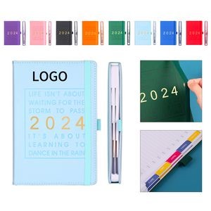 2024 Inspirational Daily Planner Notebook with Customizable Calendar