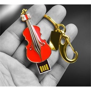 Violin Instrument Metal USB Flash Drive w/ Key Chains / Rings