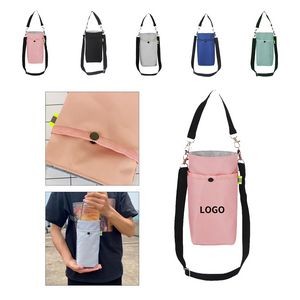 Universal Crossbody Insulated Bottle Sleeve with Storage Mesh Bag