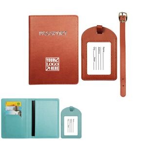 Leather Passport Holder with Luggage Tag
