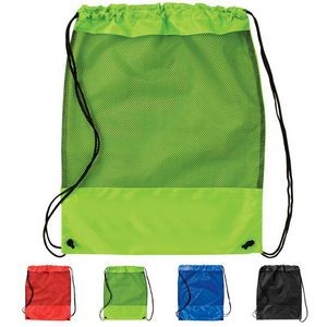 Mesh Panel Drawstring Backpack