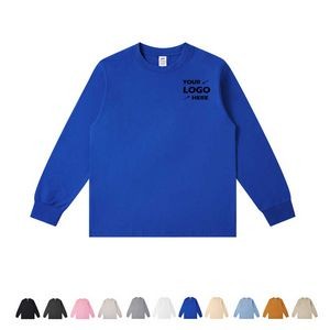 Solid color round neck long sleeve T-shirt