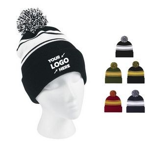 Knitted Beanie With Stripe