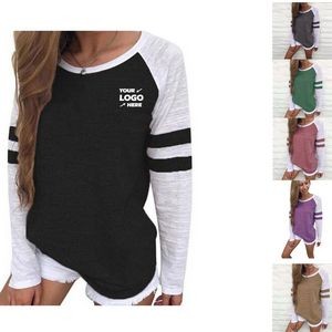 Women's striped patchwork long sleeves