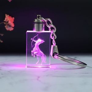 LED Luminous Crystal Internal Carving Keychain