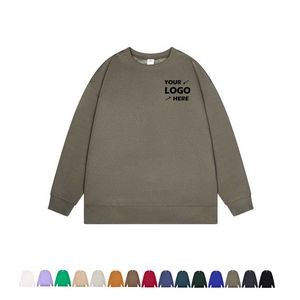 Solid Color Loose Casual Crew Neck Sweatshirt