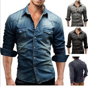 Men's Long-sleeved Denim Shirt