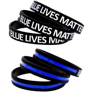 Blue Lives Matter Debossed Silicone Wristband