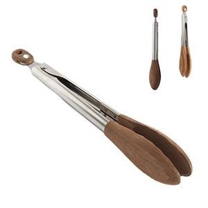 Wooden Handle BBQ Tongs with Bread & Pastry Clip