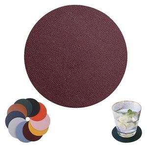 4" Elegant Round PU Leather Coaster Set - Stylish Table Protection