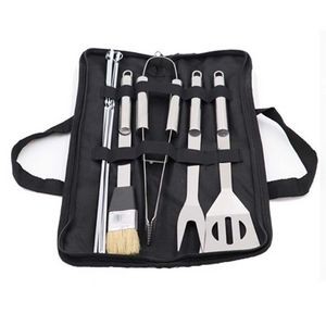 5 Piece BBQ Tool Set in Black Carrying Case Premium Grill Accessories