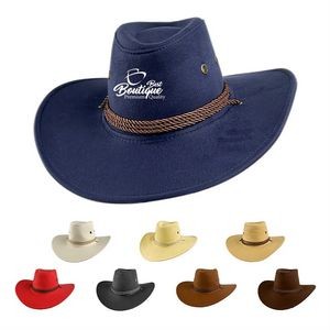 Solid Wide Brim Western Cowboy Sun Hat for Adults