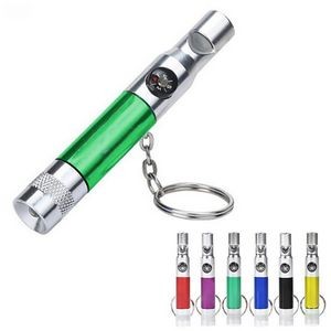 Compact 3 In 1 Keychain with LED Light Compass & Whistle