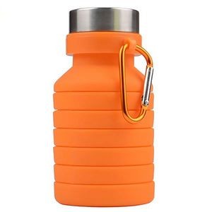 Collapsible 18oz Silicone Sports Bottle with Handy Carabiner