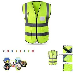 Zip-Front Reflective Safety Vest with Pockets - Enhanced Visibility Protection