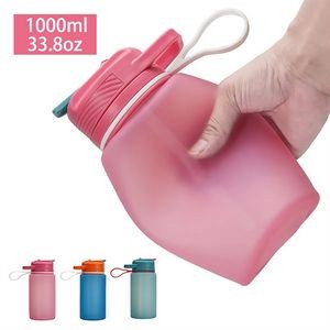 Collapsible Silicone Water Bottle - 34oz Capacity